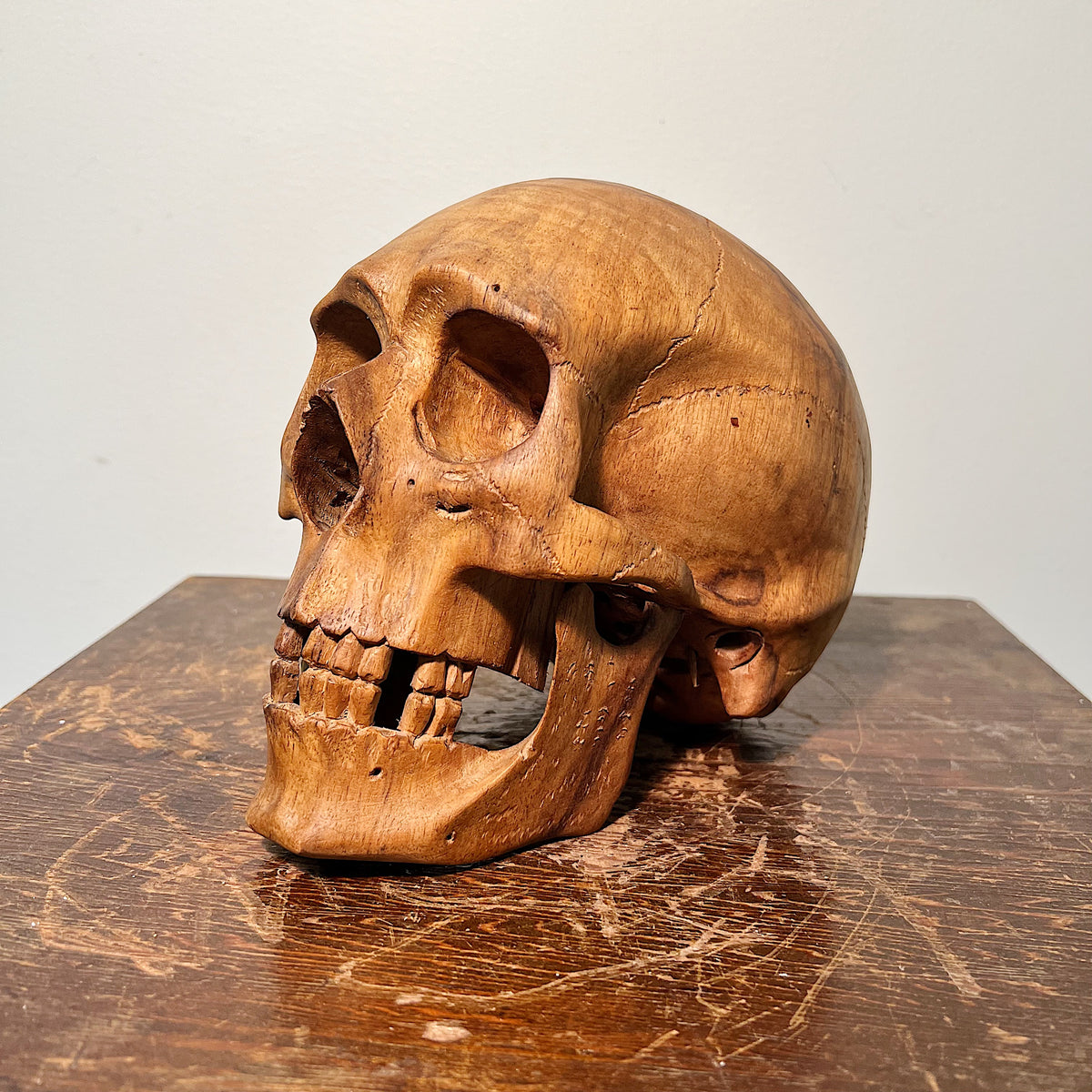 Antique Memento Mori Wood Skull | American Folk Art – Mad Van Antiques