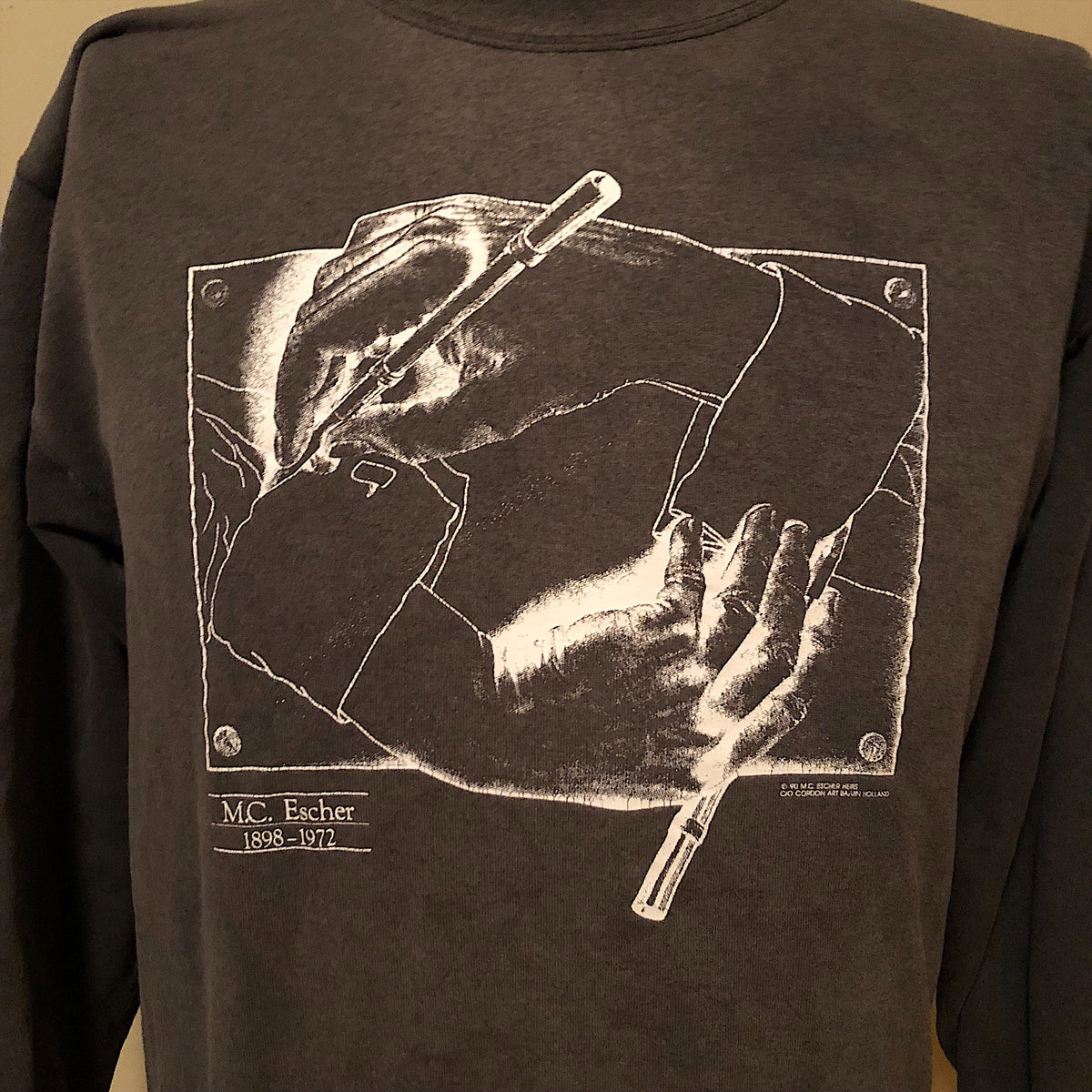 Vintage ‘Drawing Hands’ by M.C. Escher Sweater selling