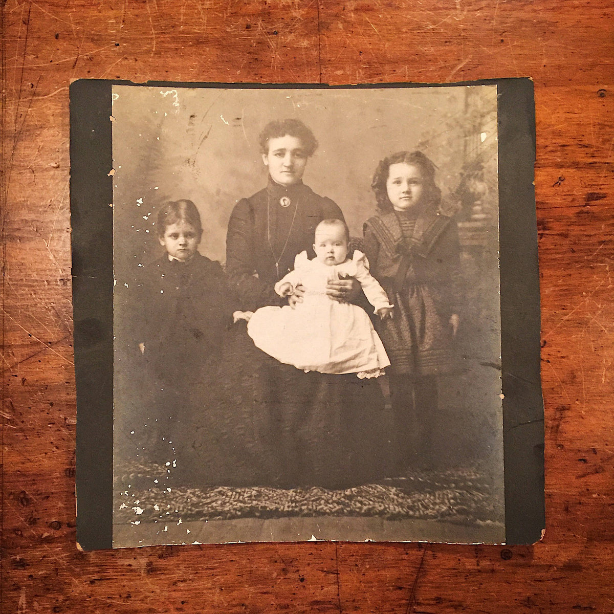 Large Civil War Mourning Photograph with Black Garb and Brooch Mad Van Antiques