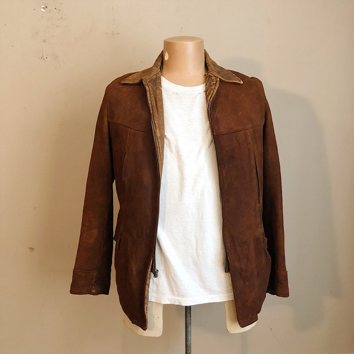 1930s Workwear Suede Leather Jacket Great Western Sportswear 40