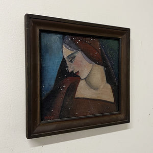 1920s Deco Painting of Stylized Woman Gazing | "Bethinski"