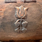 Antique Chinese Wood Grain Basket with Stylized Tulip Carving