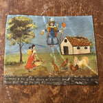 1920s Ex Voto Tin Retablo of Protecting the Chickens from Coyotes