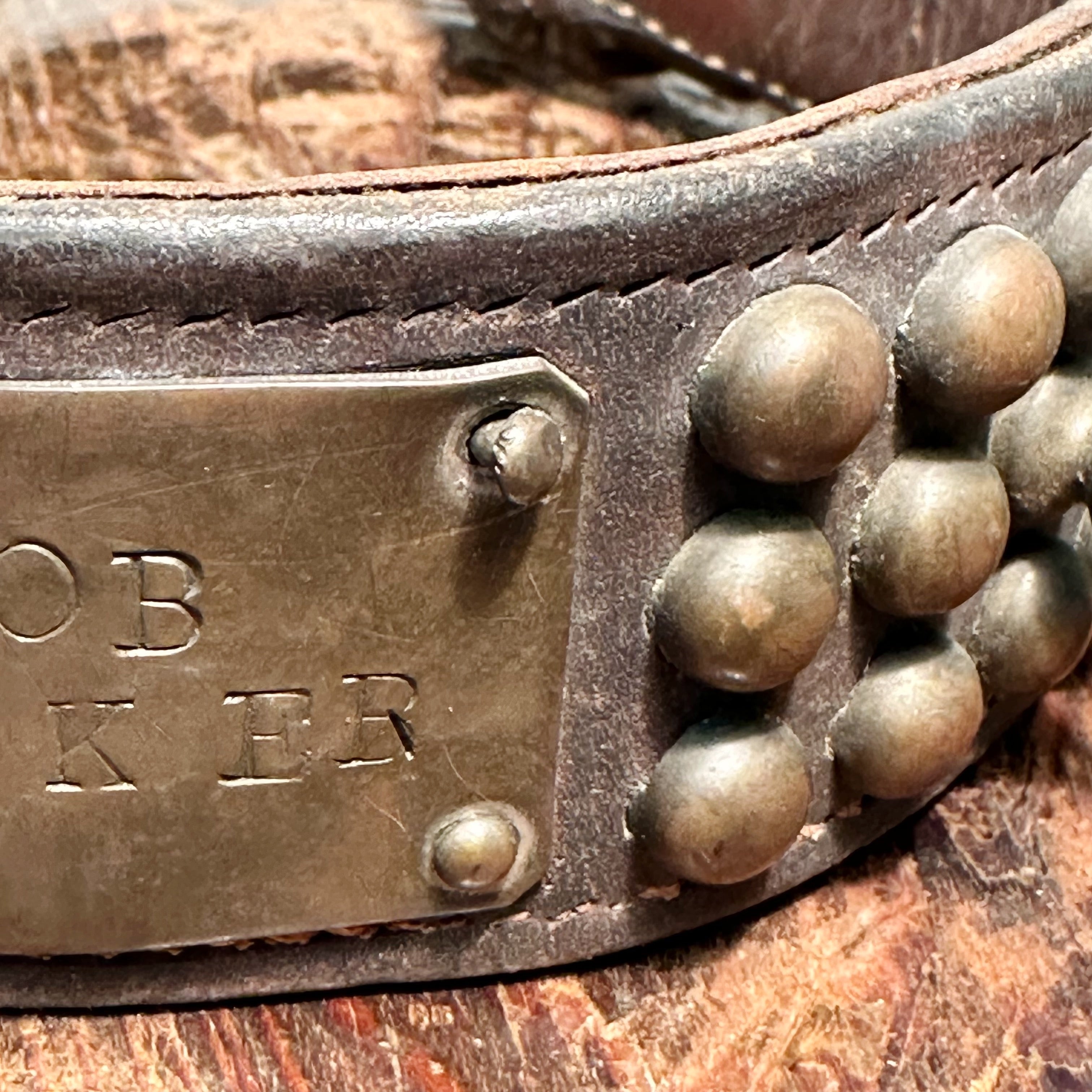 Antique Studded Dog Collar with "Bob Rinkers" Tag | Early 1900s