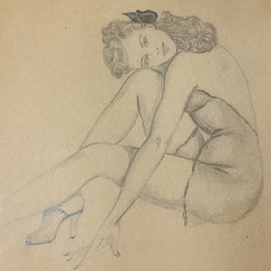 WW2 Pinup Drawing of Woman in a Pose | Dated Jan 23 1944
