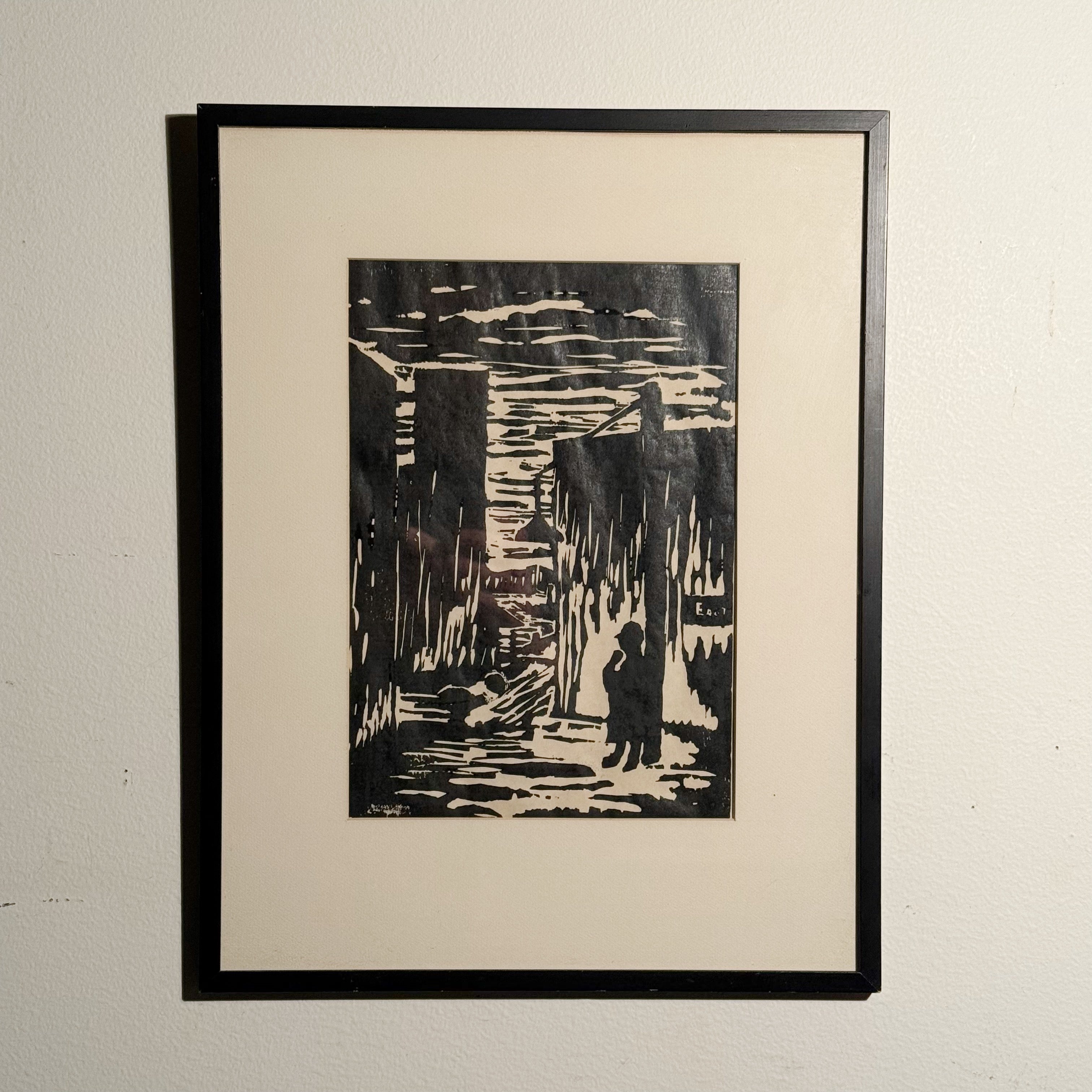 Vintage Robert Andres Woodcut Print | WPA Style