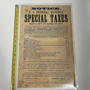19th Century Liquor Tobacco Broadside Poster for Special Taxes