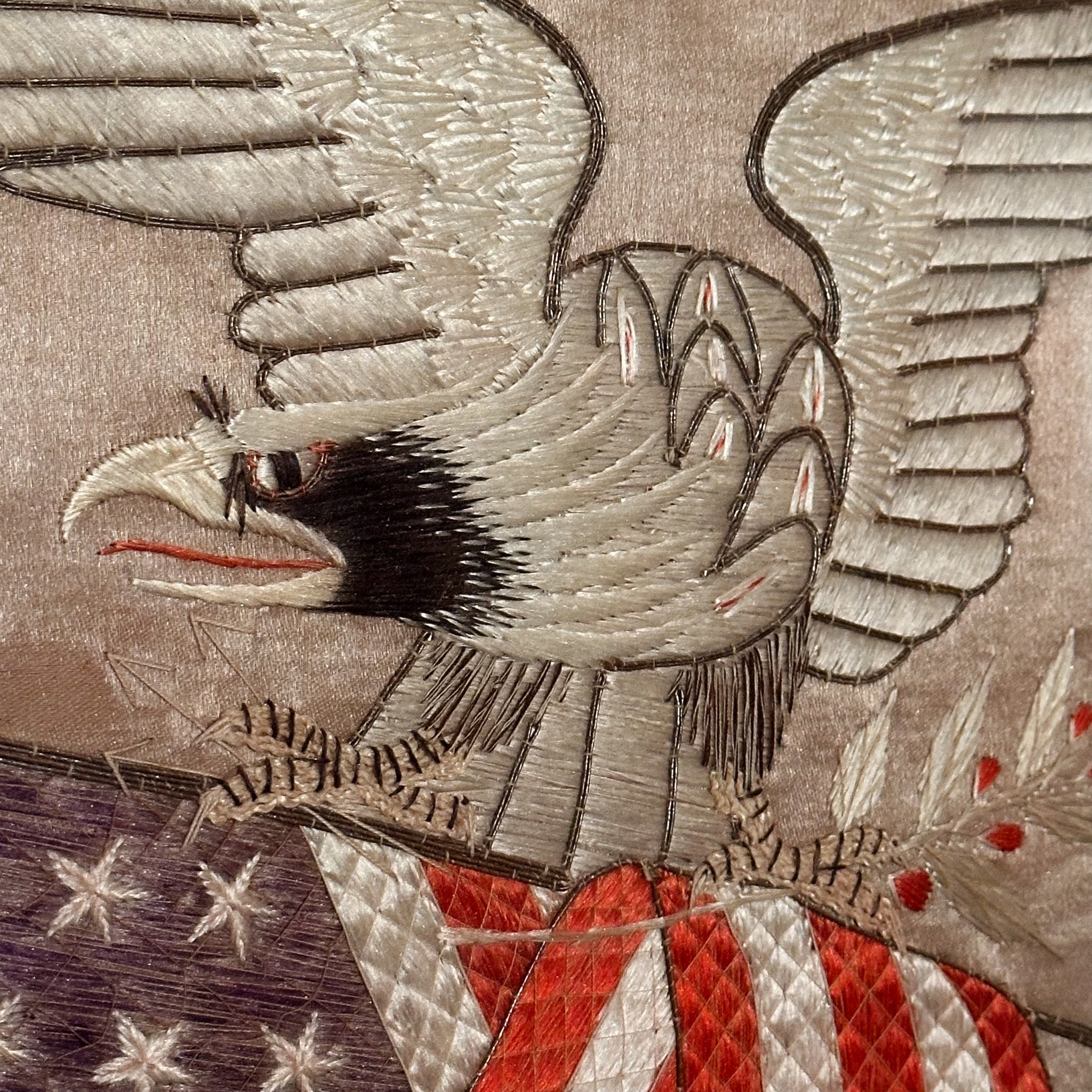 Early 1900s Souvenir Silk Embroidery of Military Hawaiian Cruise