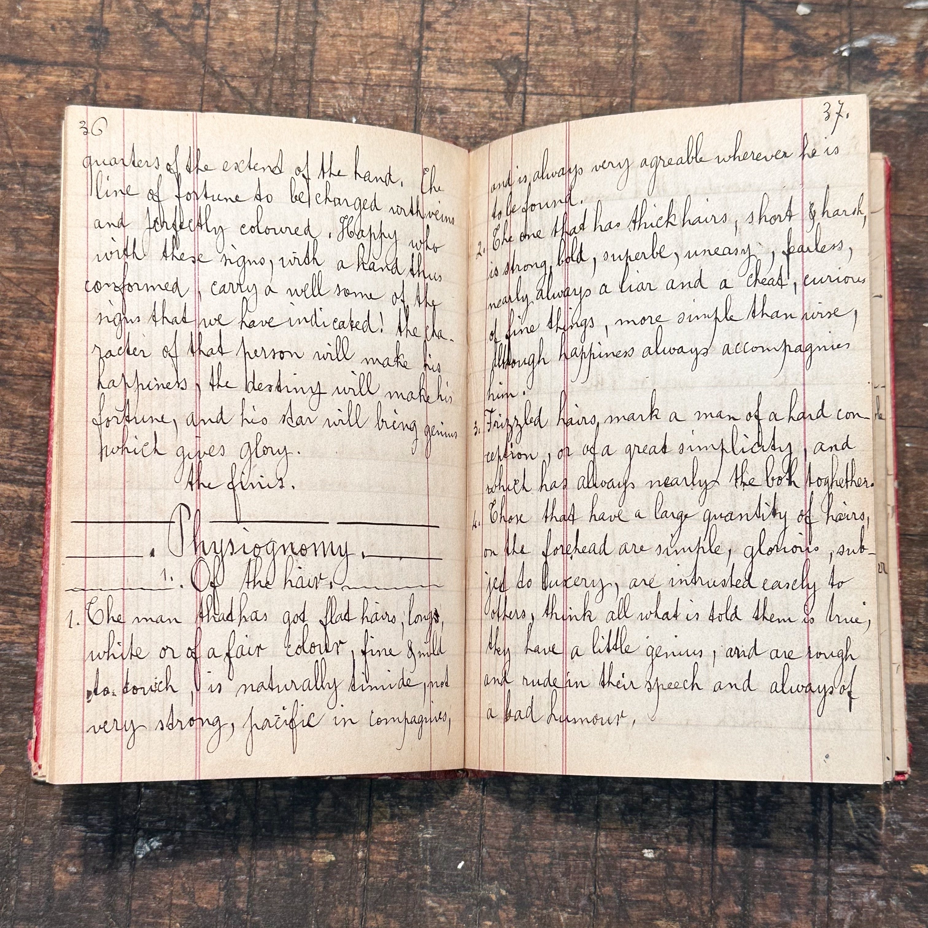 1800s Occult Handwritten Translation of Palmistry Physiognomy Astrology