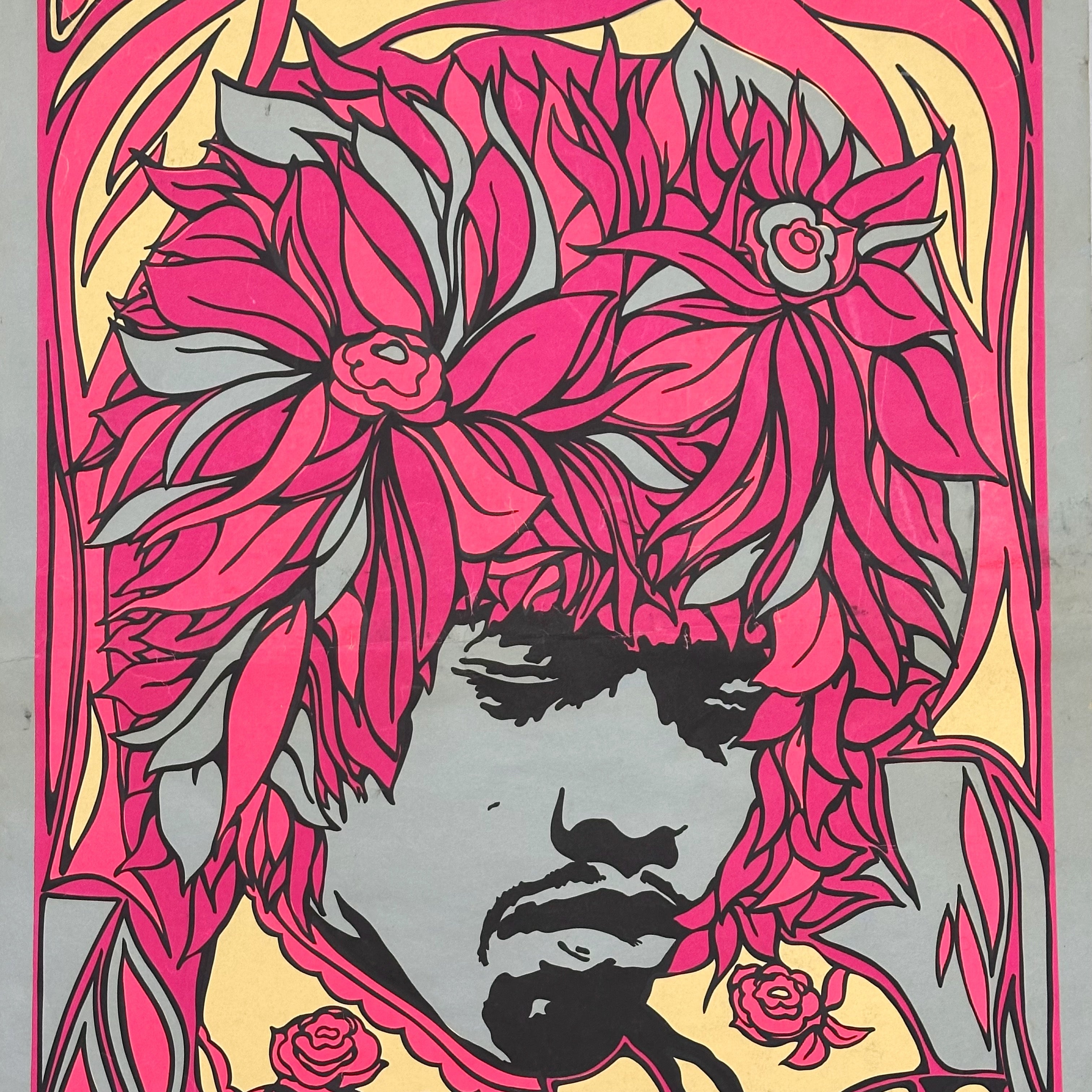 1960s Jimi Hendrix Blacklight Poster titled “Mr Experience” | 1967