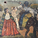 1920s Ex Voto Tin Retablo of Man Avoiding a Soldier Stabbing