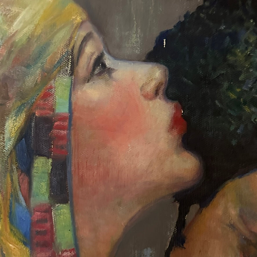 Early 1900s Egyptian Motif Painting of Woman and Exotic Bird – Mad Van ...