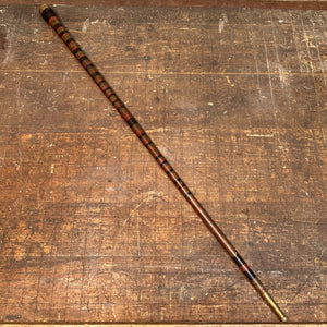 Antique Stacked Leather Cane with Tiger Stripe Handle | 1800s