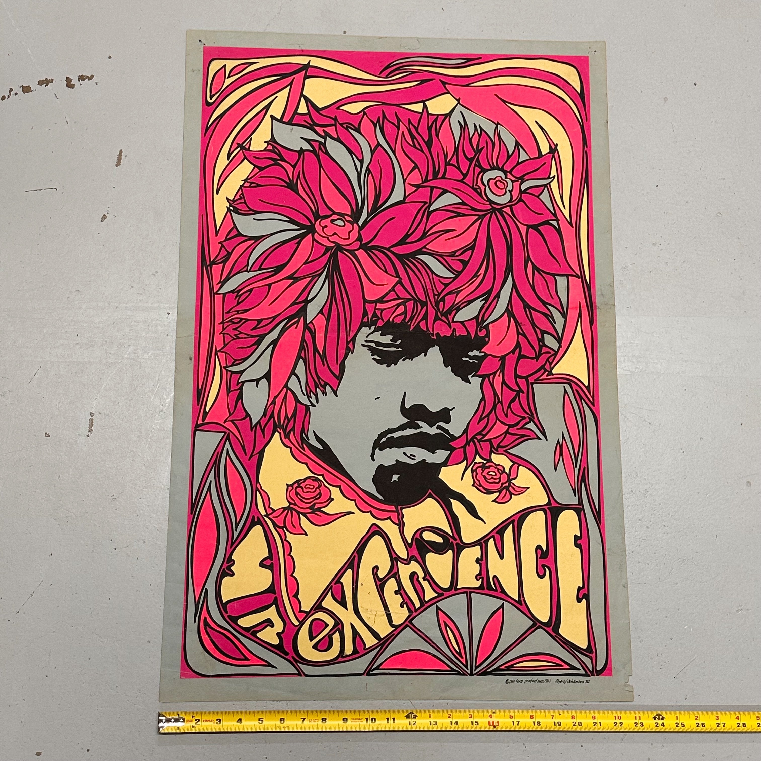 1960s Jimi Hendrix Blacklight Poster titled “Mr Experience” | 1967