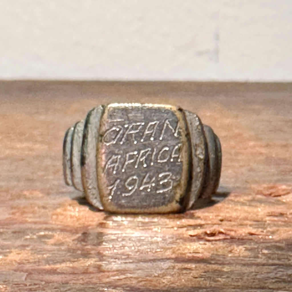 WW2 Souvenir Ring of North African Campaign - Oran, Africa - Size 8 - Military Jewelry - 1943 - Trench Art Estate Find - Memorabilia - Rare