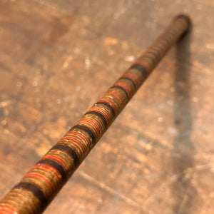 Antique Stacked Leather Cane with Tiger Stripe Handle | 1800s