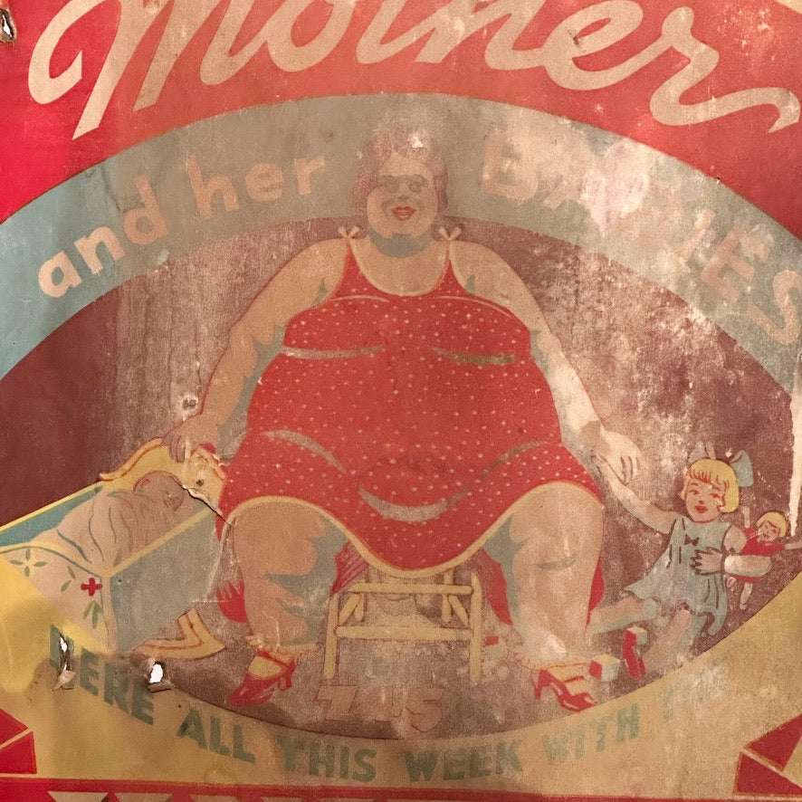 1930s Sideshow Poster of World's Fattest Mother | AS IS