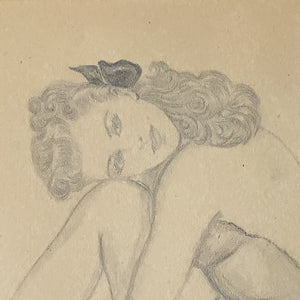 WW2 Pinup Drawing of Woman in a Pose | Dated Jan 23 1944