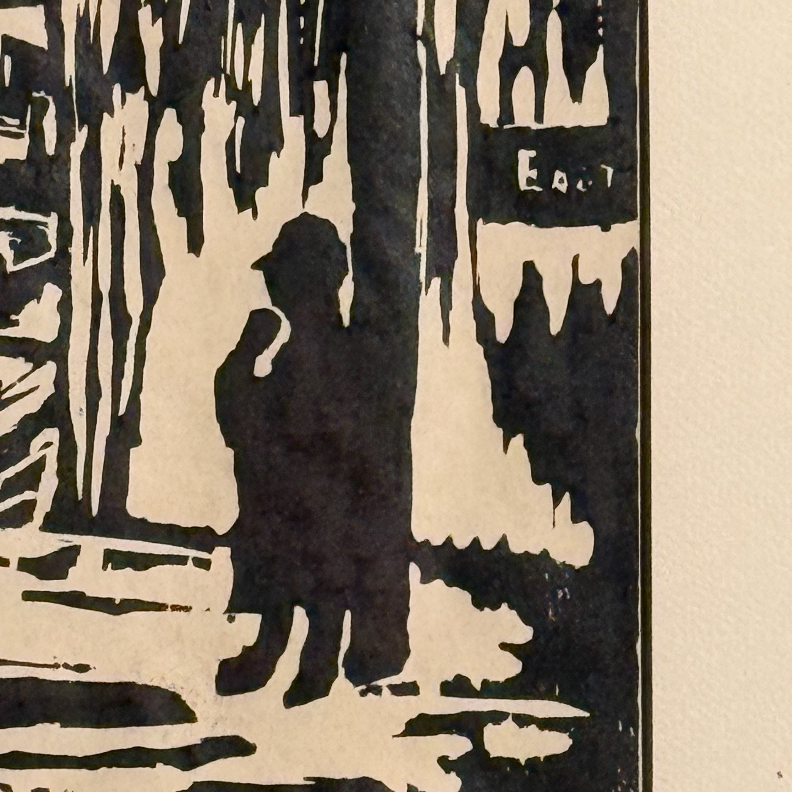 Vintage Robert Andres Woodcut Print | WPA Style