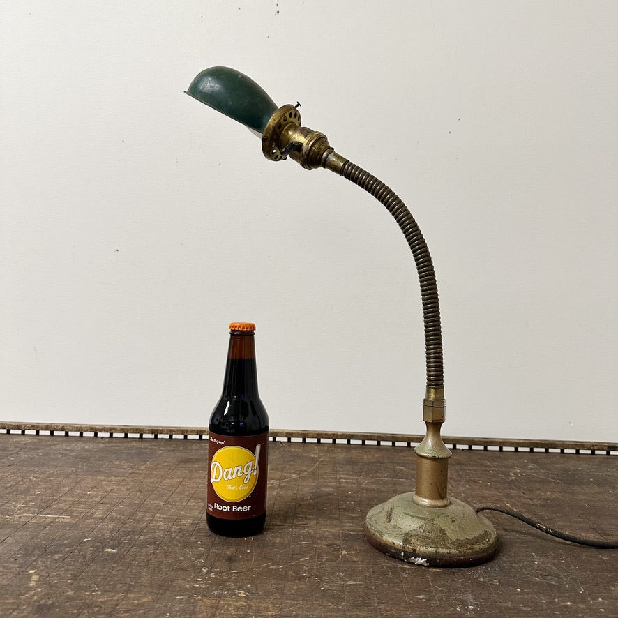 Antique Gooseneck Lamp with Rare Overbuilt Metal Base | 1920s
