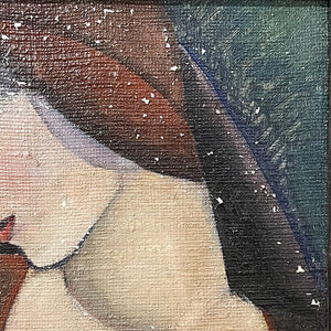 1920s Deco Painting of Stylized Woman Gazing | "Bethinski"