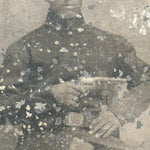 Antique Civil War Tintype of Union Soldier Displaying Pistol