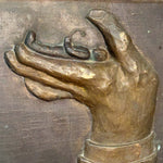 1960s Surreal Bronze Relief of Hand Raising a Body at Rest with Flower - 21" x 13" - 40 Pounds - Rare Industrial Sculpture - Hippie Culture