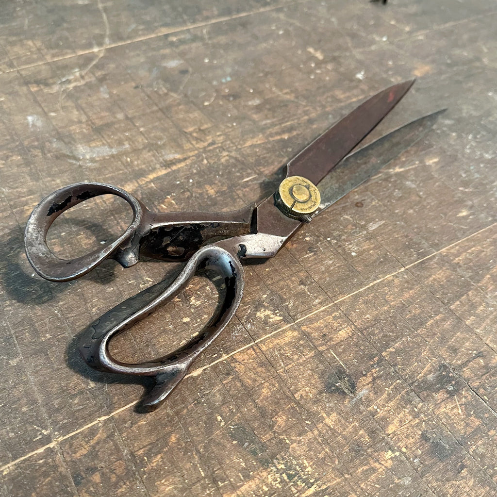 Antique J Wiss & Sons Tailor Scissors - Early 1900s Seamstress Dress Makers Tailoring Artifacts - Rare Turn of the Century - Newark N.J.