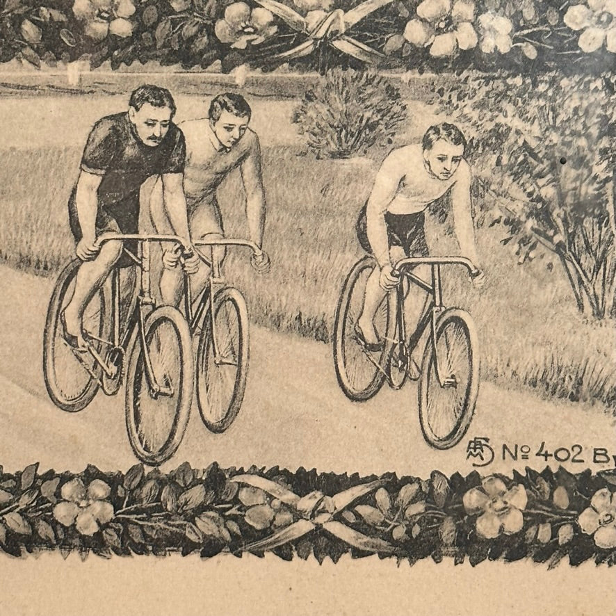 Rare 1920s Bicycle Racing First Place Lithograph Certificates from Germany - Wilhelm Koster Jr - Rare Set of 2 Lithographs - Cycling Awards