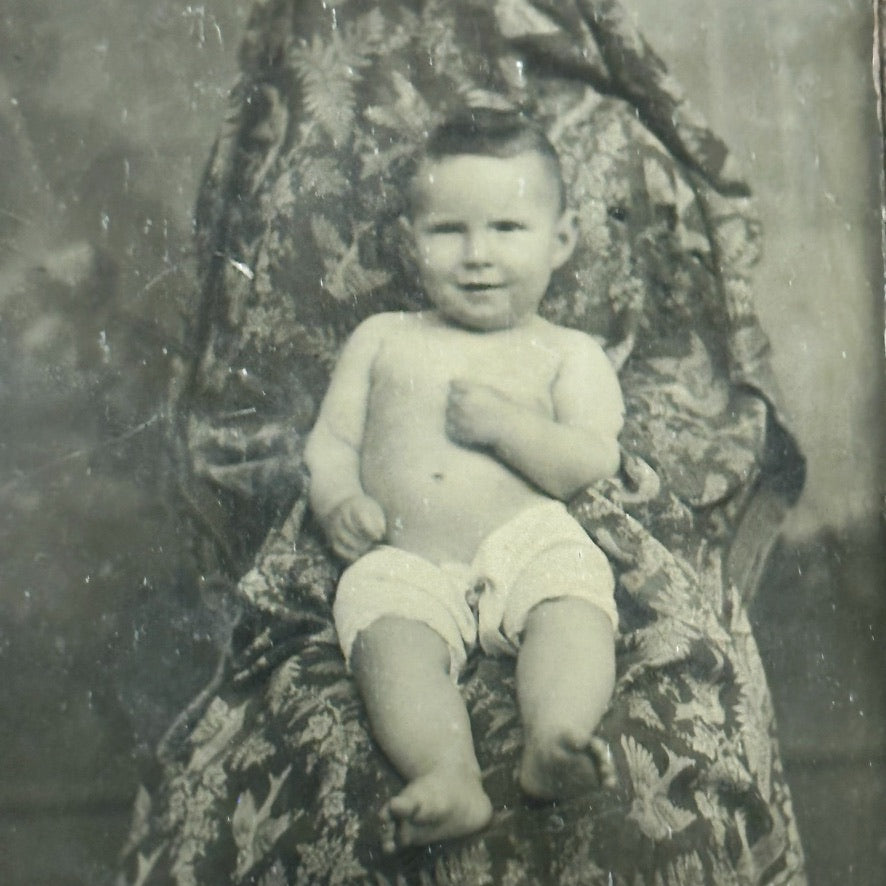 Antique Tintype of Ghost Mother Holding Baby | 1800s