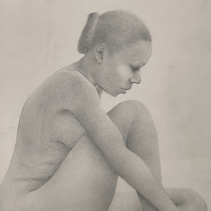 Preston Heather Kortebein Drawing of Nude Woman - 1952 Chicago Institute of Art - Rare 1950s Portrait Artwork - African American Art