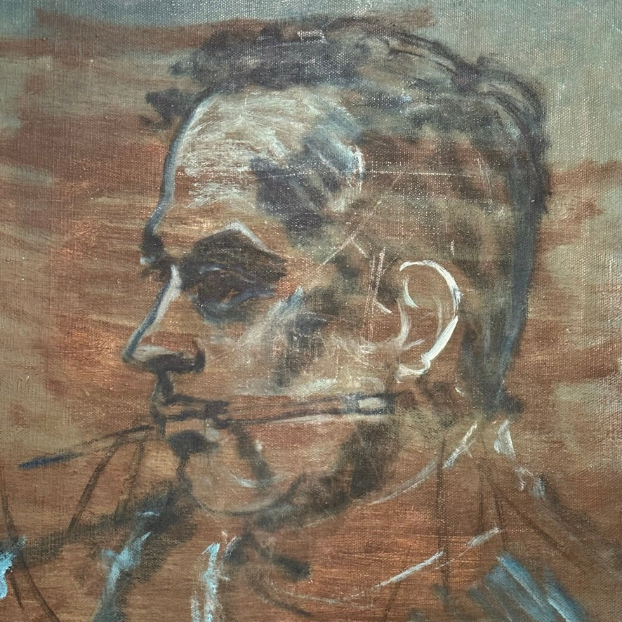 1940s Moody Painting of a Painter in Thought | Massachusetts