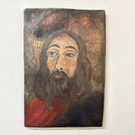 Rare Antique Retablo Painting of Jesus - Turn of the Century Folk Art - Rare Spanish Colonial Art - Early 1900s Iconic Paintings - Carved Wood