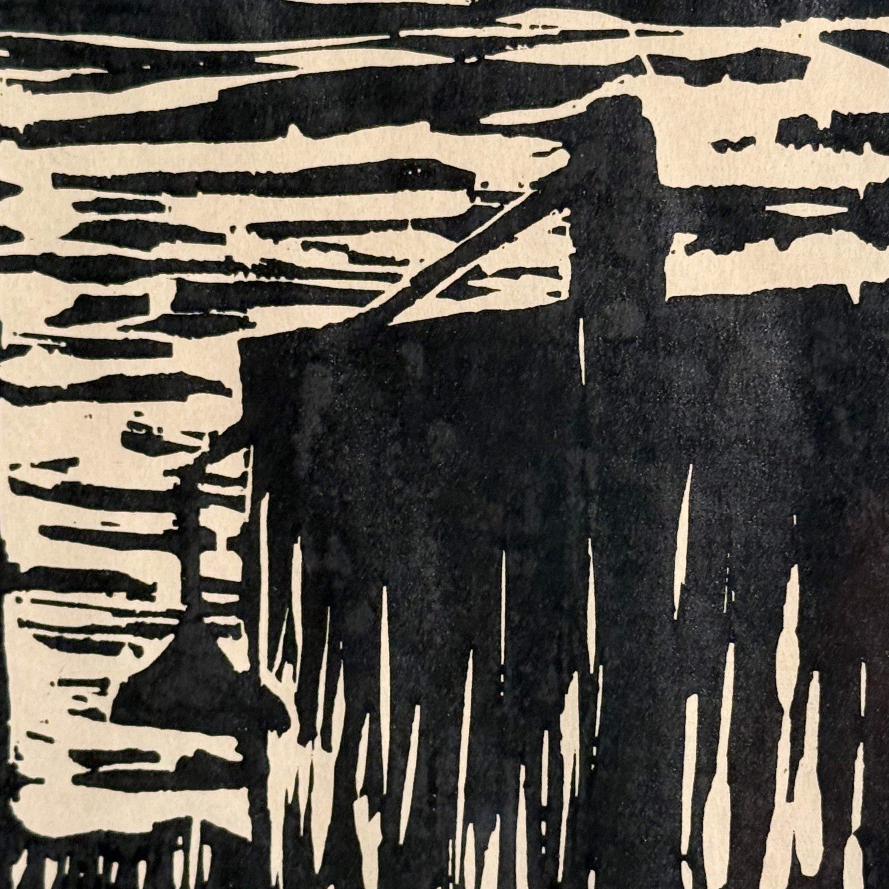 Vintage Robert Andres Woodcut Print | WPA Style