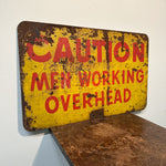 1930s Caution Men Working Overhead Sign | Industrial Decor