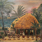 1940s Hawaiian Painting of Luau Ceremony by B.C. Nowicki