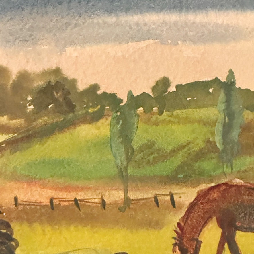 Max Kahn Painting of Horses in a Pasture | 1940 WPA Era