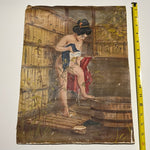 Antique Geisha Nude Oil Painting on Canvas | Early 1900s