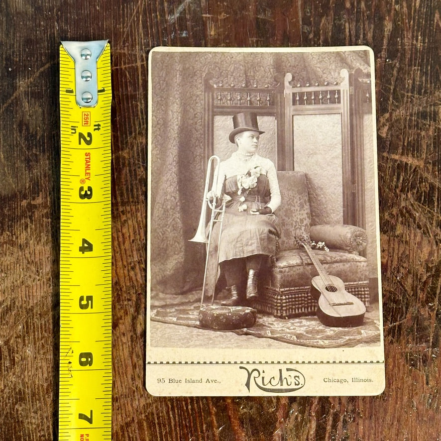 Antique Cabinet Card of Sideshow Performer in a Top Hat | Freakshow