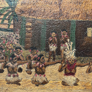 1940s Hawaiian Painting of Luau Ceremony by B.C. Nowicki
