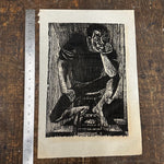 1960s Woodcut of Edgy Man Deep in Thought | Mystery Artist