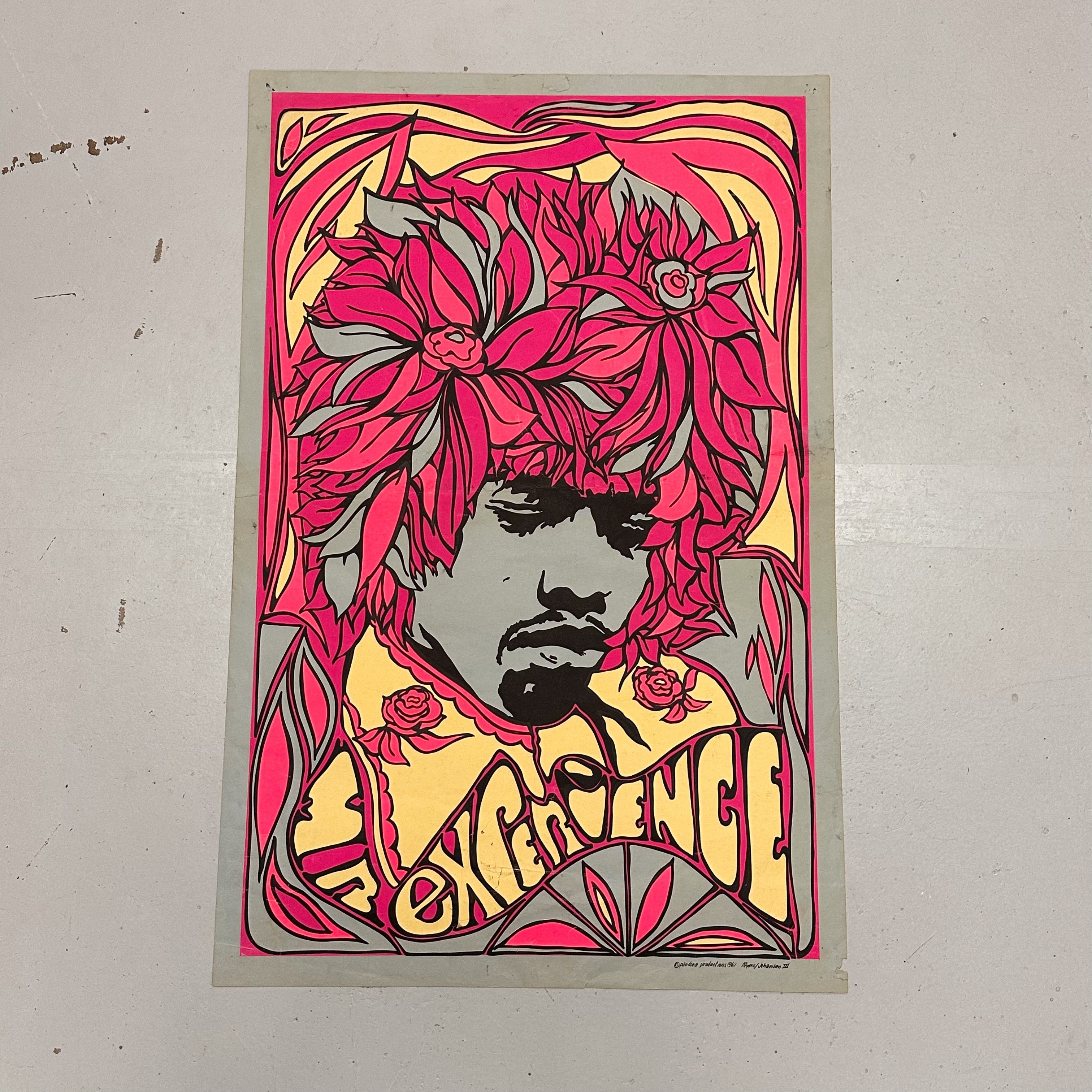 1960s Jimi Hendrix Blacklight Poster titled “Mr Experience” | 1967