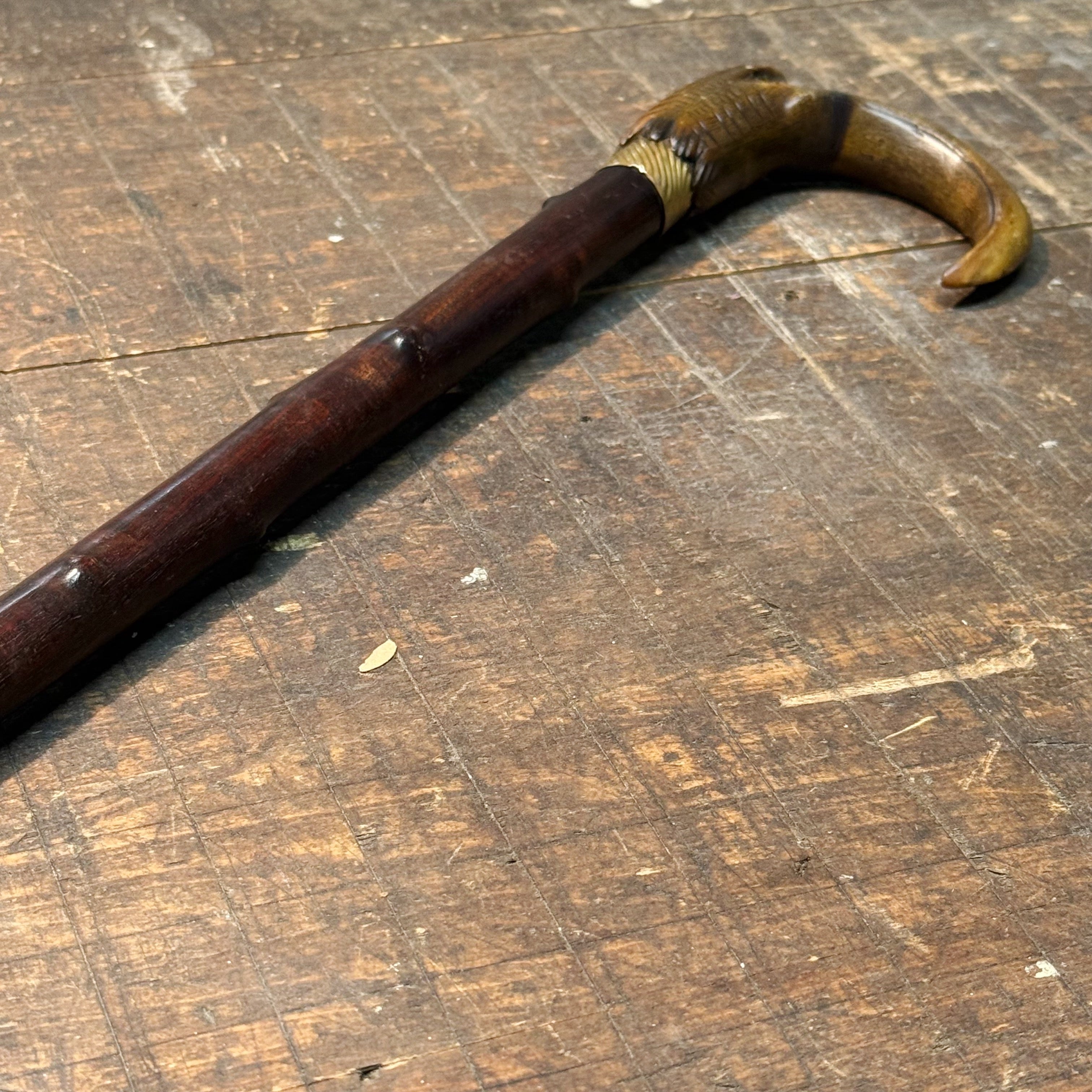 Antique Ibis Horn Walking Cane with Montreal Markings