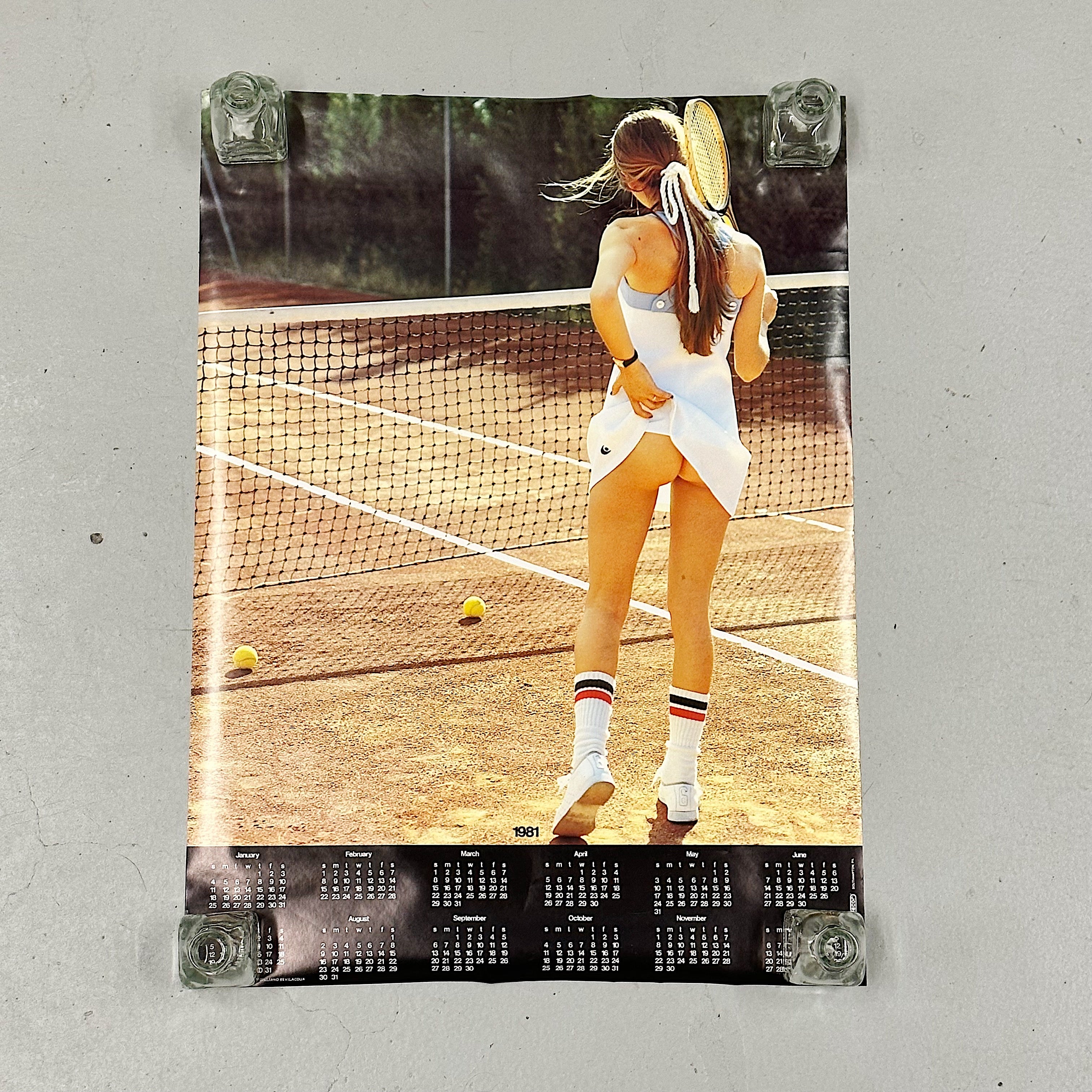 Rare 1980s Tennis Poster with Calendar by Scandecor - 1981 Calendars - Vintage Posters - Sexy Wall Art - Erotic Posters Nude