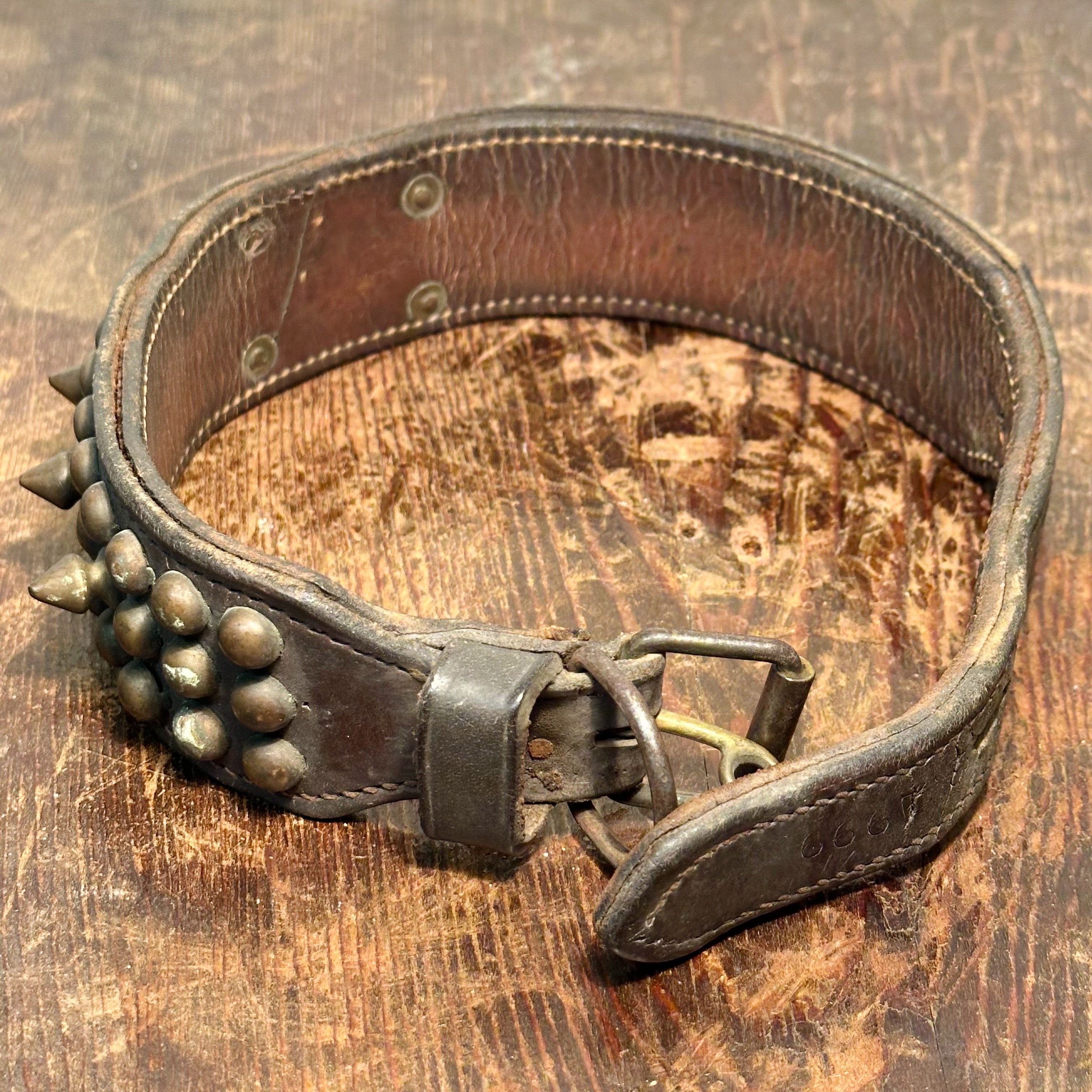 Antique Studded Dog Collar with "Bob Rinkers" Tag | Early 1900s