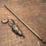 Antique Devil Scepter Staff with Embossed Figures and Finials