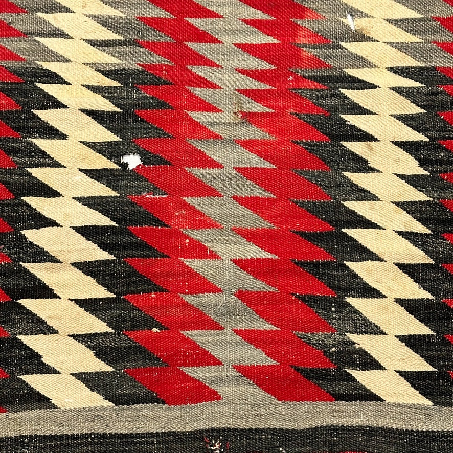 Rare 1940s Eye Dazzler Navajo Rug - Red Gray Black White - 41" x 26" - Textile Art - Wall Hanger - Southwestern Decor - Interior Design - AS IS