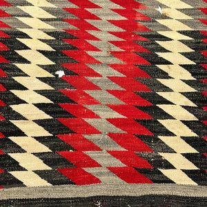 Rare 1940s Eye Dazzler Navajo Rug - Red Gray Black White - 41" x 26" - Textile Art - Wall Hanger - Southwestern Decor - Interior Design - AS IS