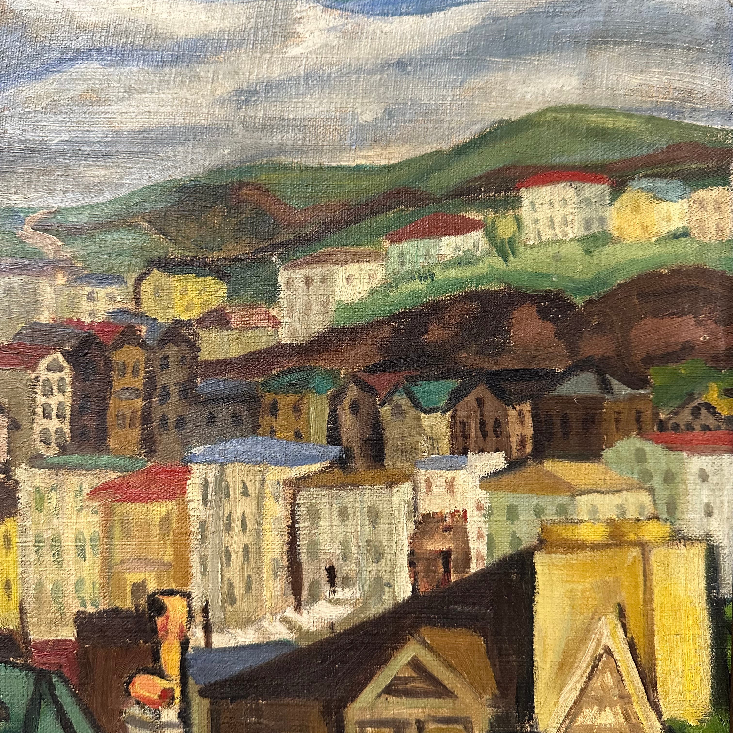 1940s San Francisco Painting of Neighborhood in the Hills | WPA