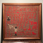 Rare 1920s African American Folk Art Sampler of Black Youth Playing Basketball - Rare Boy Scouts Needlework Samplers from Illinois -  Chicago?